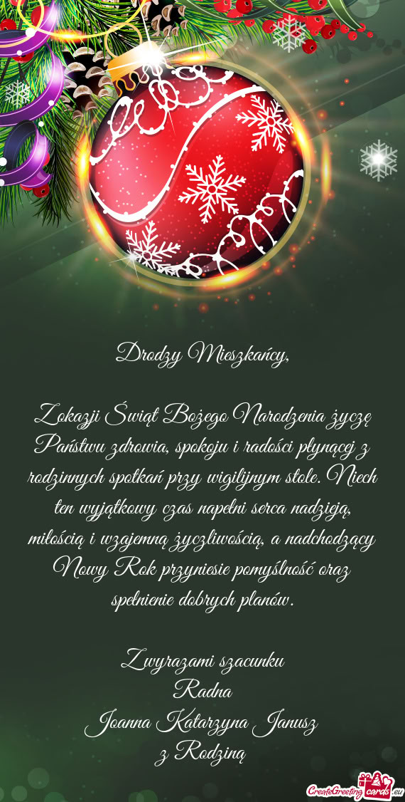 Nych spotkań przy wigilijnym stole. Niech ten wyjątkowy czas napełni serca nadzieją, miłością