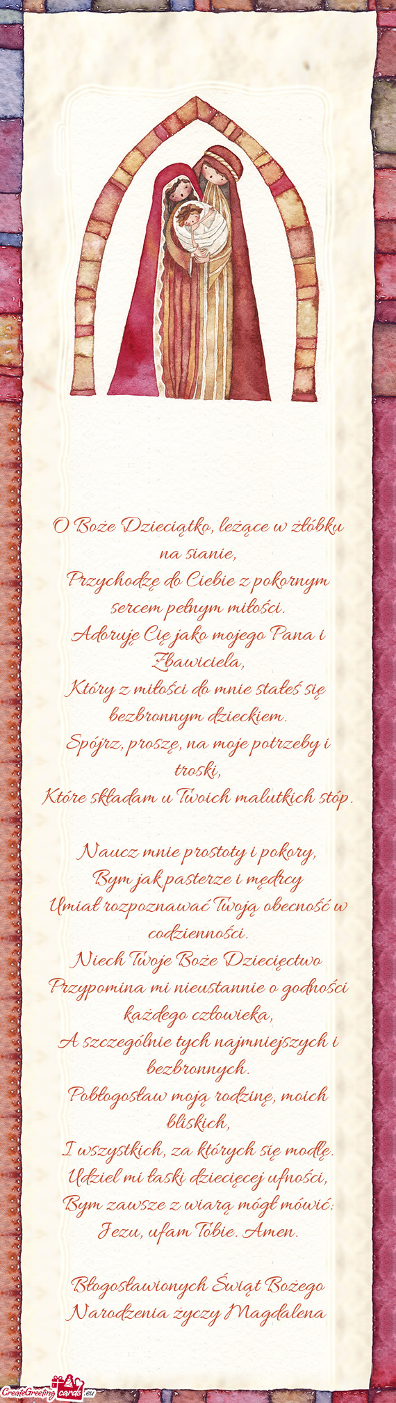 O Boże Dzieciątko, leżące w żłóbku na sianie