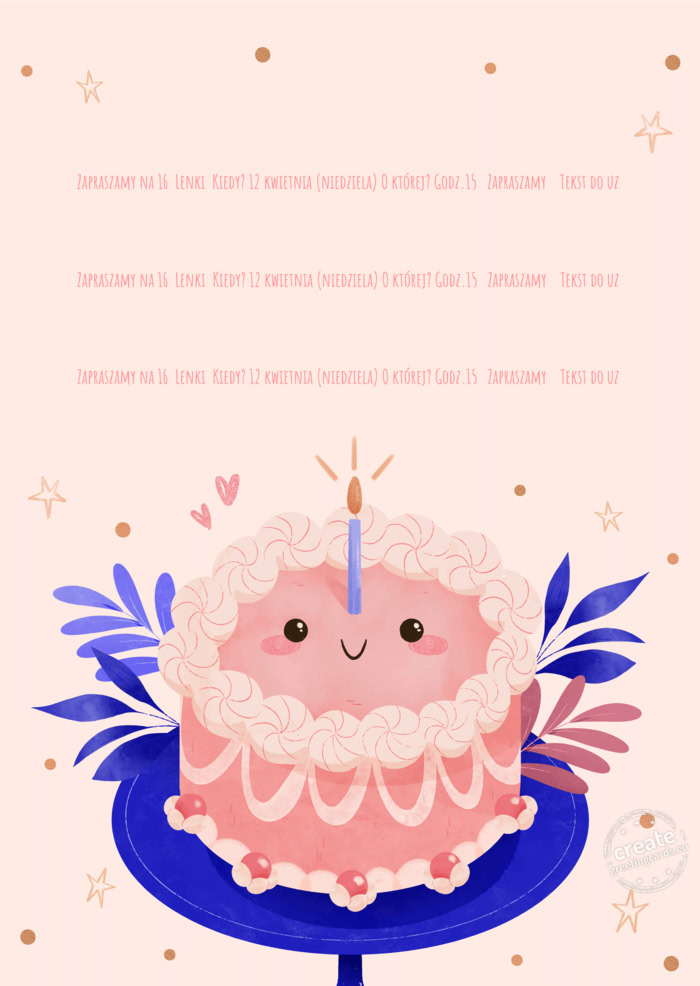 O uzupełnienia Zapraszamy na 16 Lenki Kiedy? 12 kwietnia (niedziela) O której? Godz.15 Zaprasz