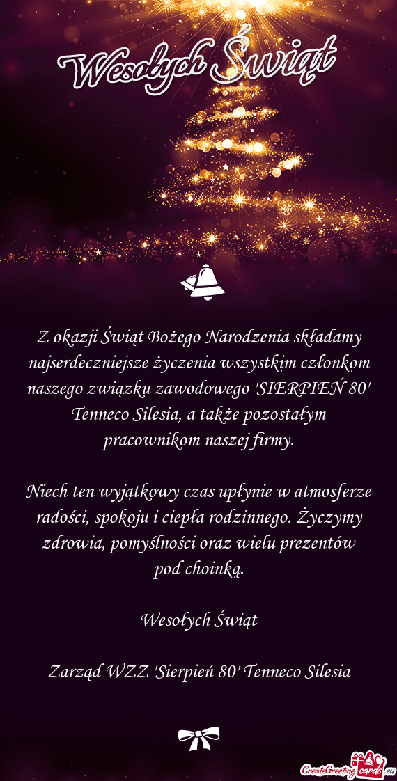 O związku zawodowego "SIERPIEŃ 80" Tenneco Silesia, a także pozostałym pracownikom naszej firmy