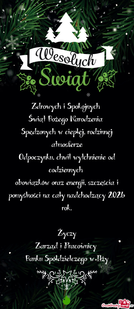 Obowiązków oraz energii, szczęścia i pomyślności na cały nadchodzący 2026 rok