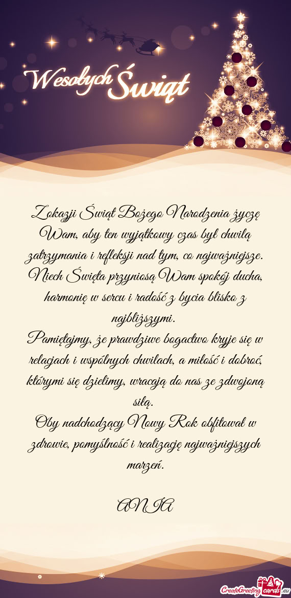 Oby nadchodzący Nowy Rok obfitował w zdrowie, pomyślność i realizację najważniejszych marzeń