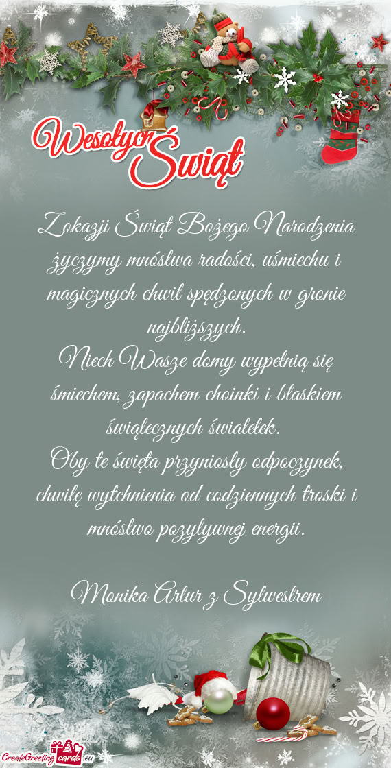 Oby te święta przyniosły odpoczynek, chwilę wytchnienia od codziennych troski i mnóstwo pozytyw