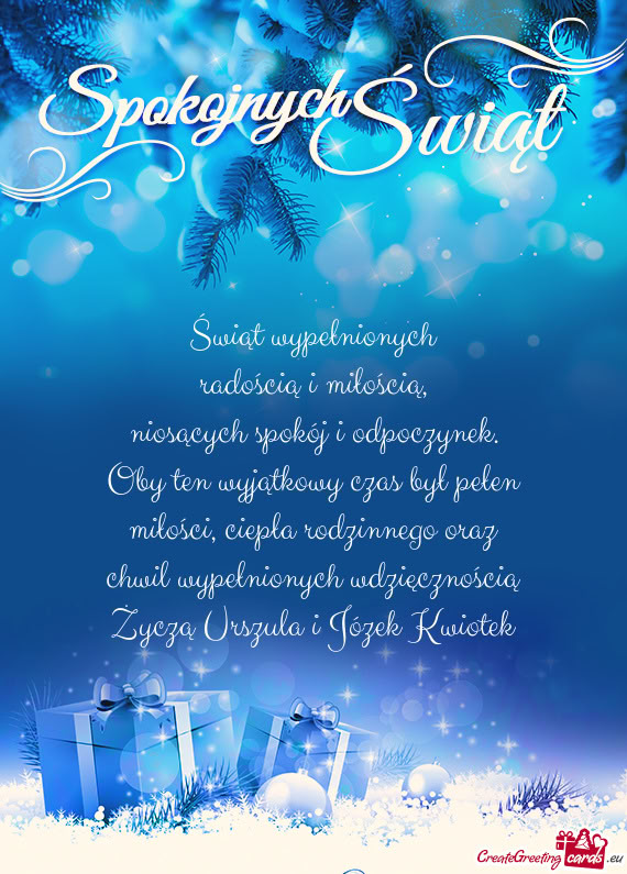 Oby ten wyjątkowy czas był pełen