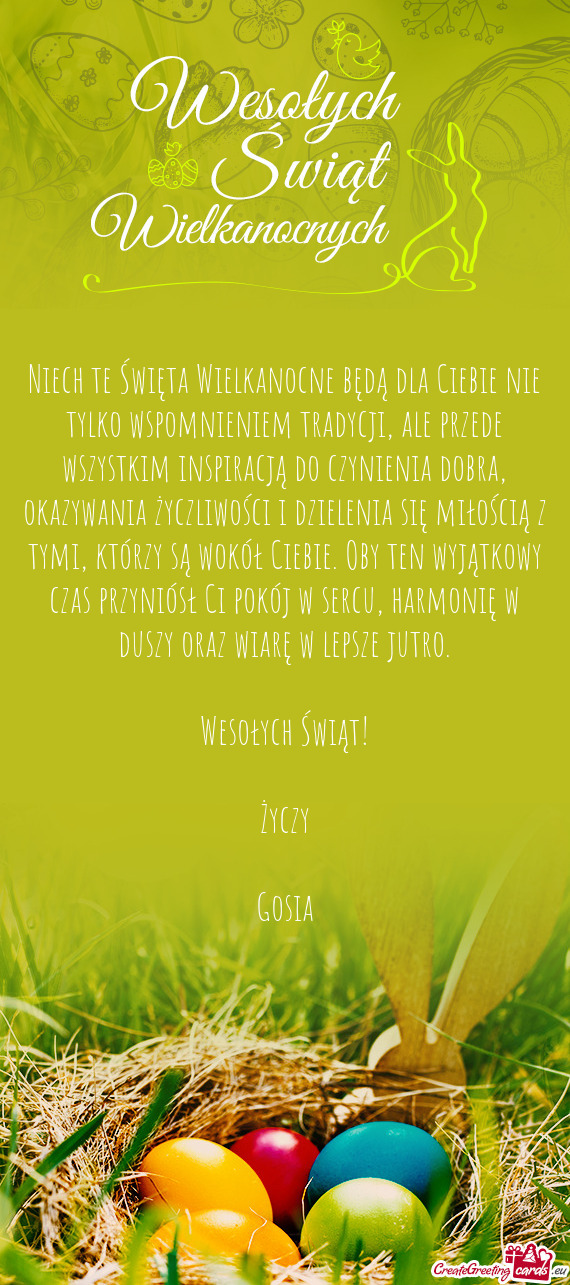 Oby ten wyjątkowy czas przyniósł Ci pokój w sercu