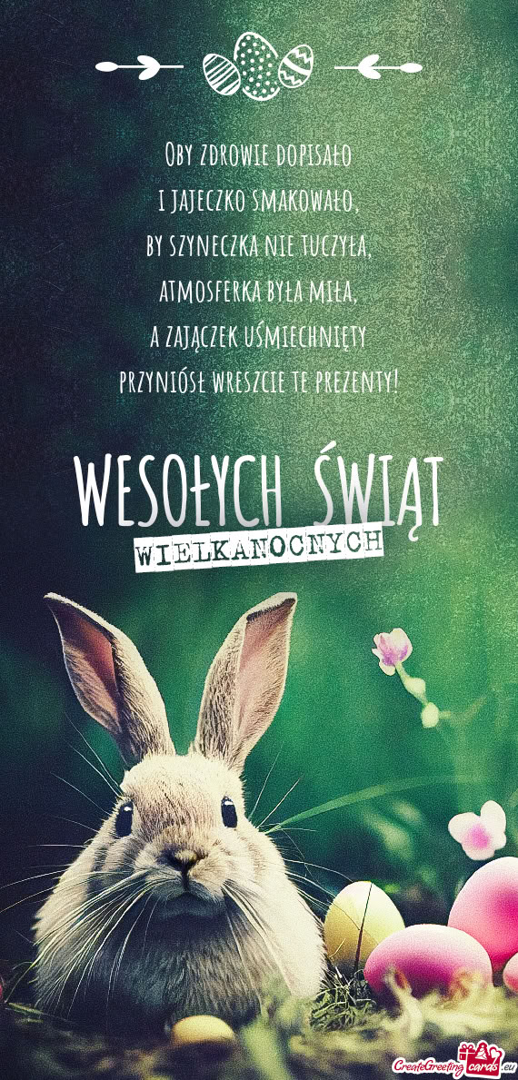 Oby zdrowie dopisało  i jajeczko smakowało,  by szyneczka nie tuczyła,