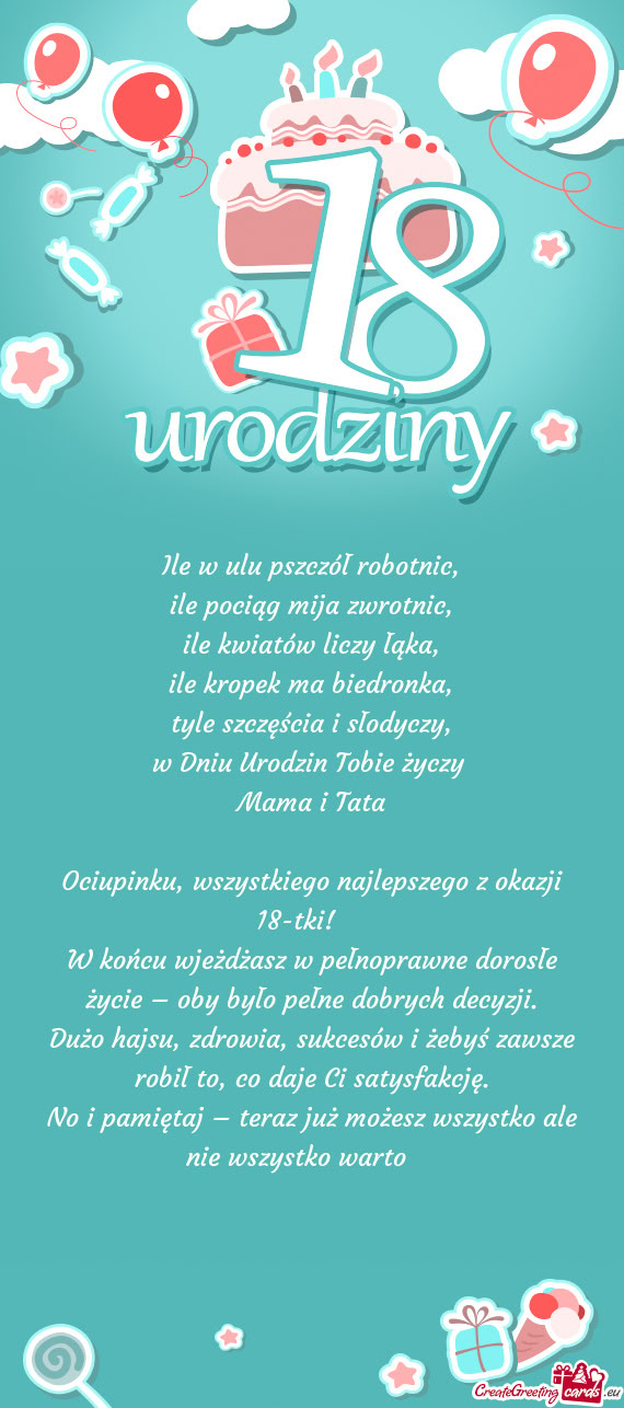 Ociupinku, wszystkiego najlepszego z okazji 18-tki! 🥳