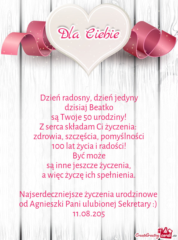 Od Agnieszki Pani ulubionej Sekretary :)