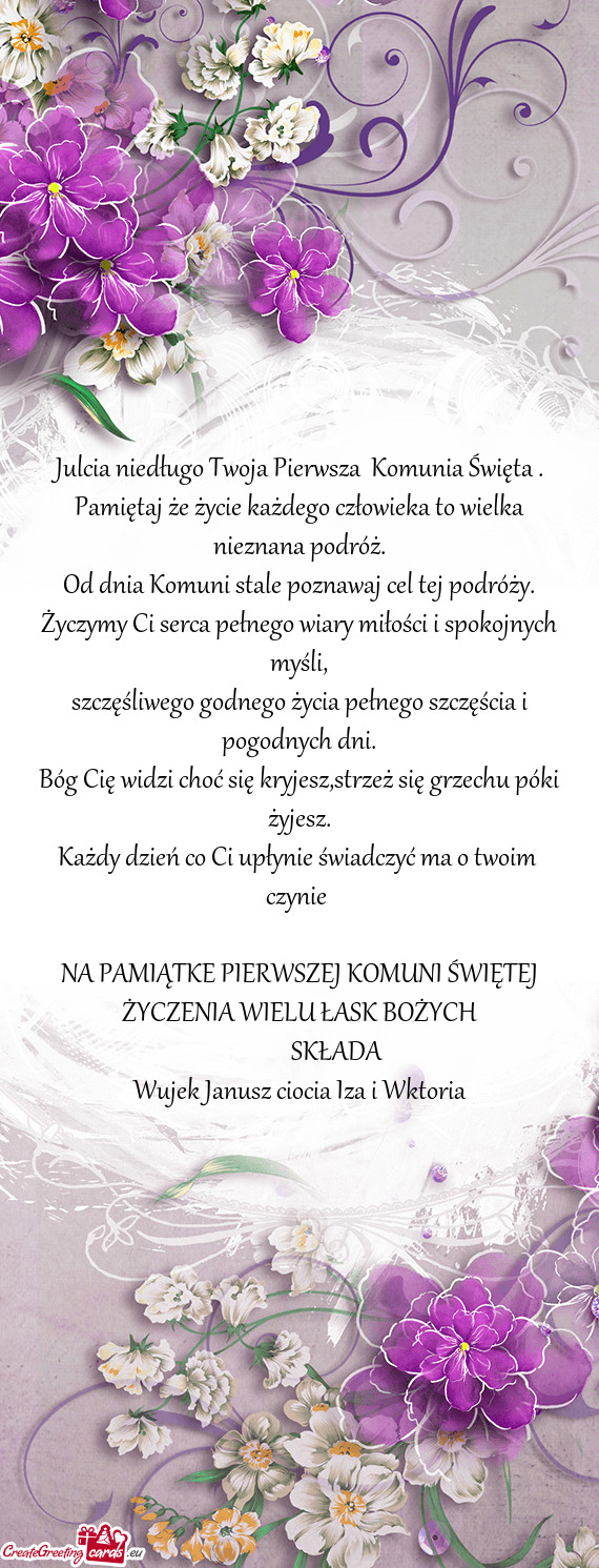 Od dnia Komuni stale poznawaj cel tej podróży