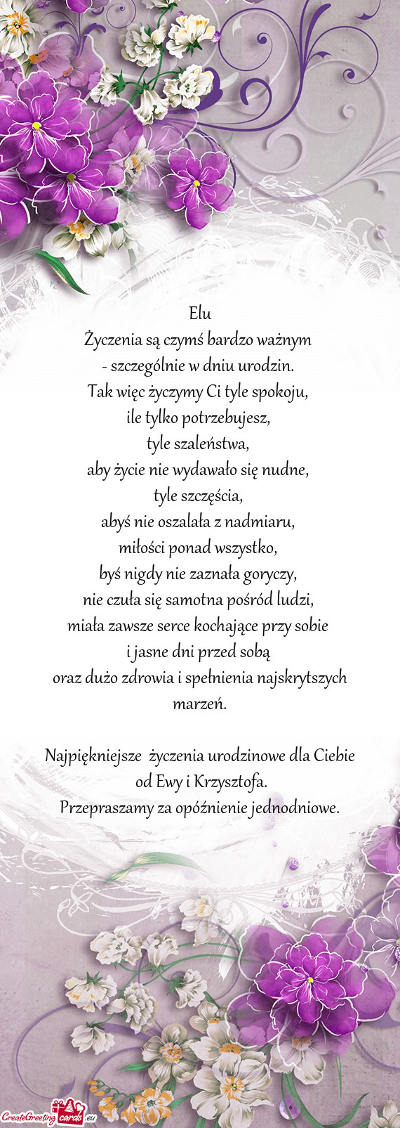 Od Ewy i Krzysztofa