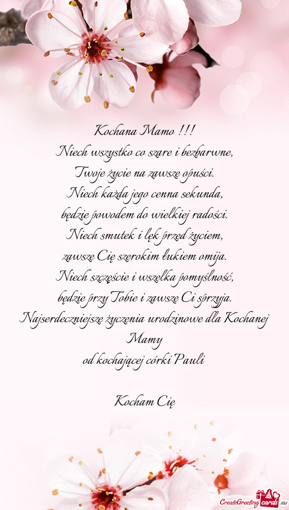 Od kochającej córki Pauli