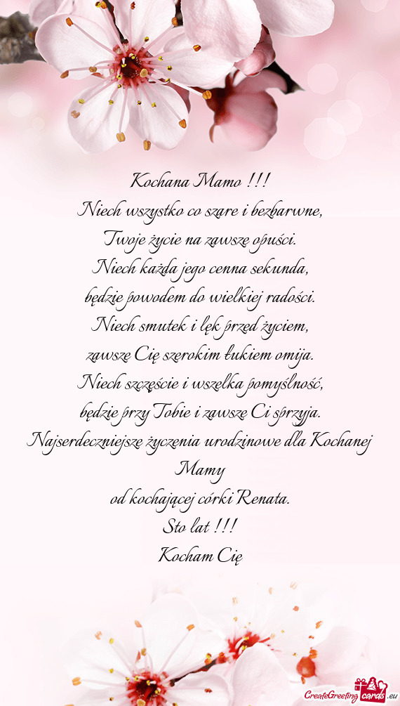 Od kochającej córki Renata