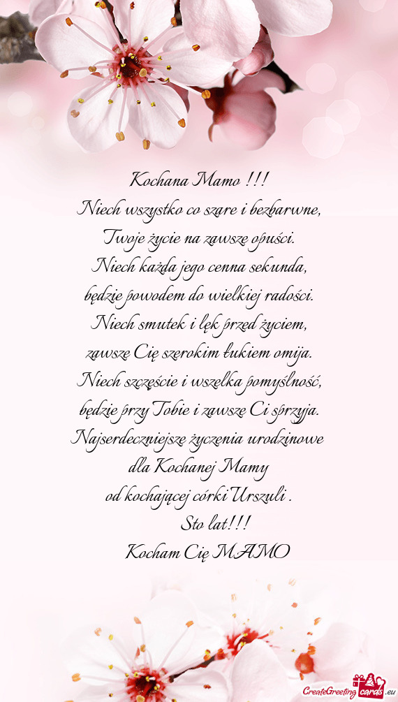 Od kochającej córki Urszuli