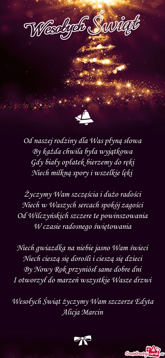 Od naszej rodziny dla Was płyną słowa