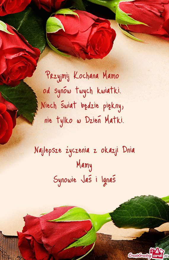 Od synów twych kwiatki