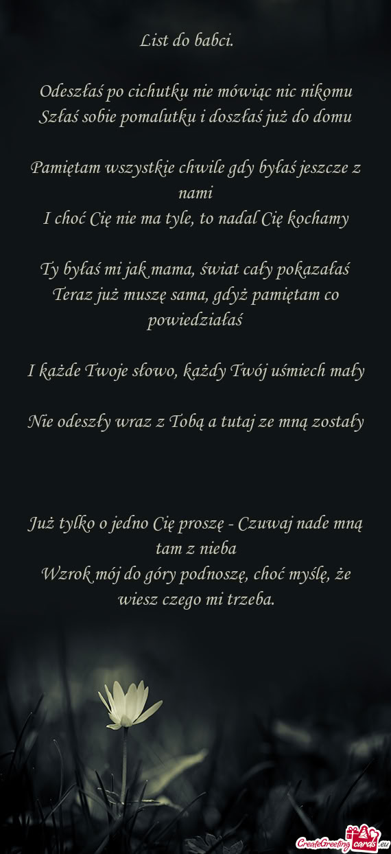 Odeszłaś po cichutku nie mówiąc nic nikomu