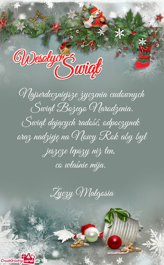 Odpoczynek oraz nadzieję na Nowy Rok aby był jeszcze lepszy niż ten