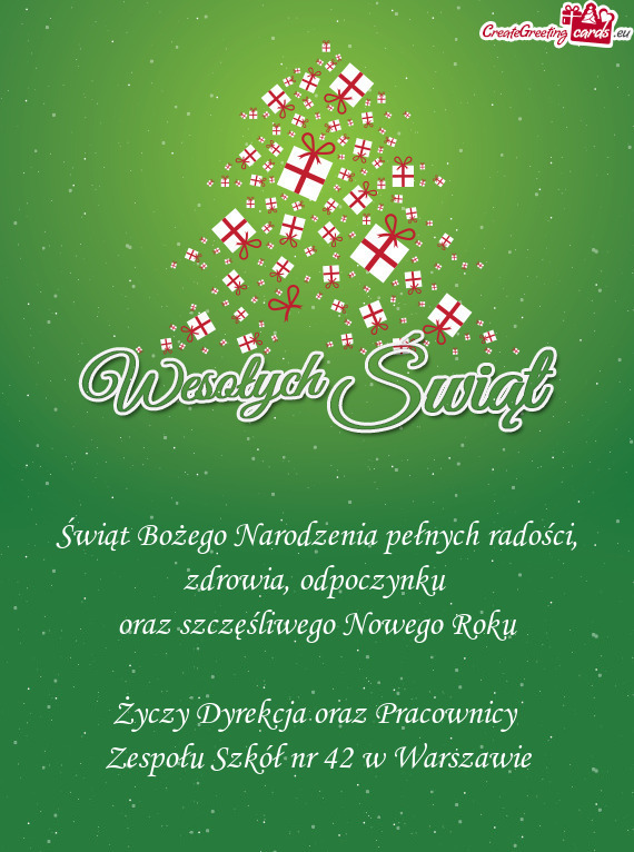 Odpoczynku oraz szczęśliwego Nowego Roku Dyrekcja oraz Pracownicy Zespołu Szkół
