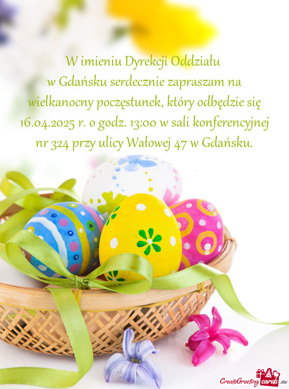 Odz. 13:00 w sali konferencyjnej nr 324 przy ulicy Wałowej 47 w Gdańsku