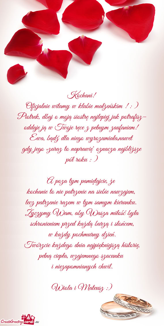 Oficjalnie witamy w klubie małżeńskim ! : )