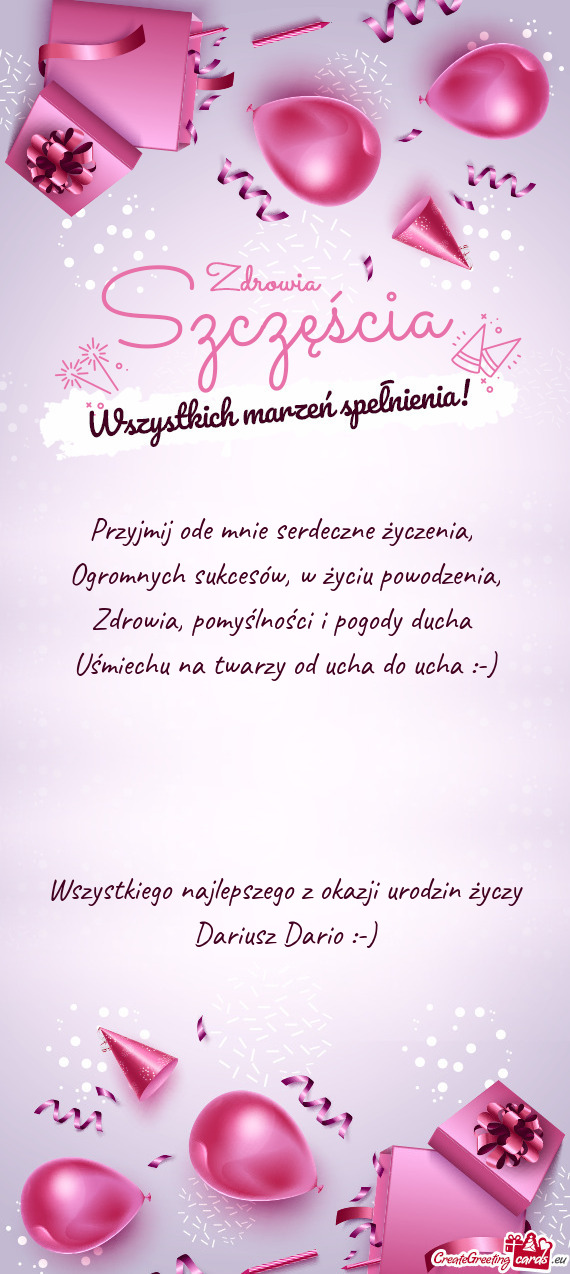 Ogromnych sukcesów, w życiu powodzenia, Zdrowia, pomyślności i pogody ducha