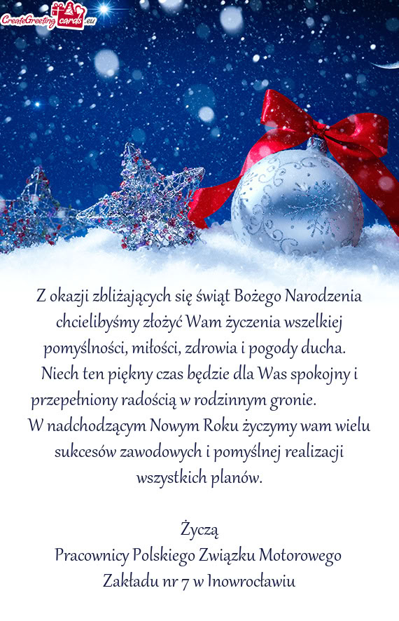 Ojny i przepełniony radością w rodzinnym gronie.    W nadchodzącym Nowym Roku życzy