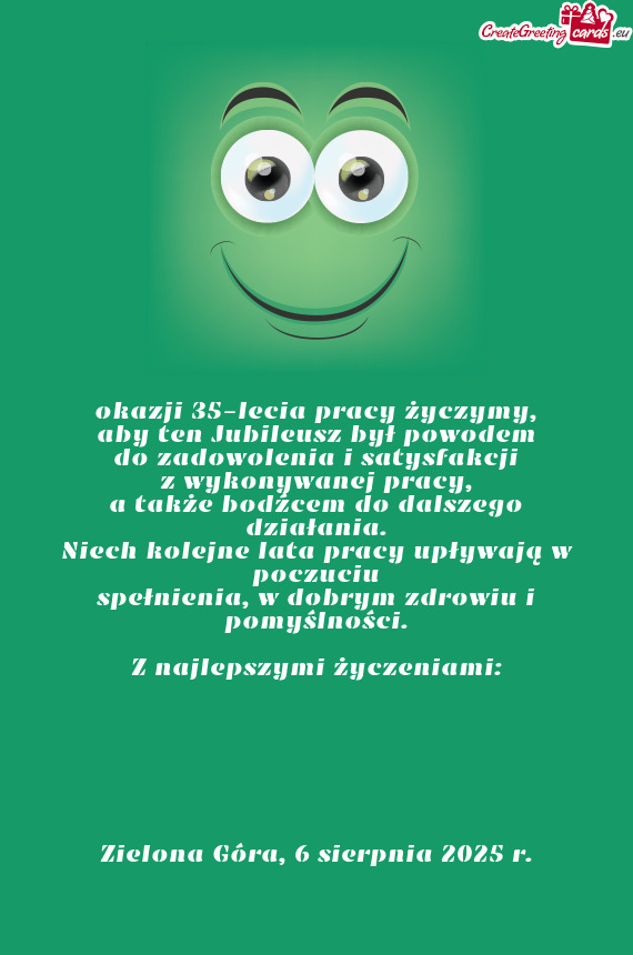 Okazji 35-lecia pracy życzymy