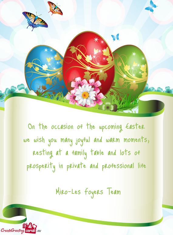 On the occasion of the upcoming Easter