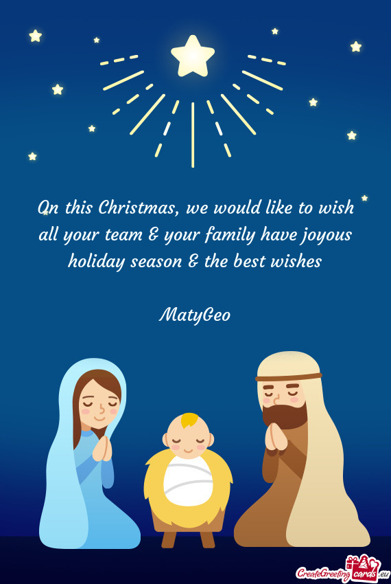 On this Christmas, we would like to wish all your team & your family have joyous holiday season & th