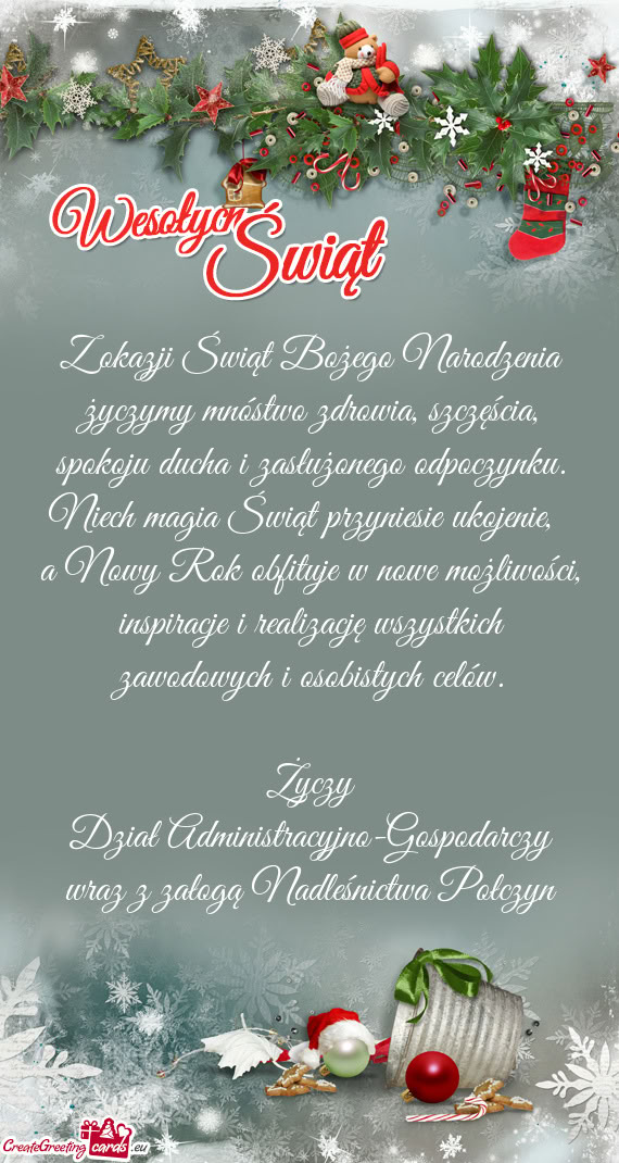 Onego odpoczynku. Niech magia Świąt przyniesie ukojenie, a Nowy Rok obfituje w nowe możliwości