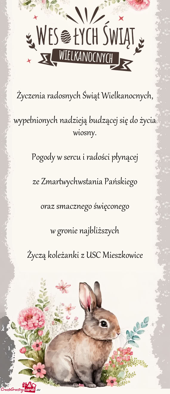 Onego w gronie najbliższych Życzą koleżanki z USC Mieszkowice