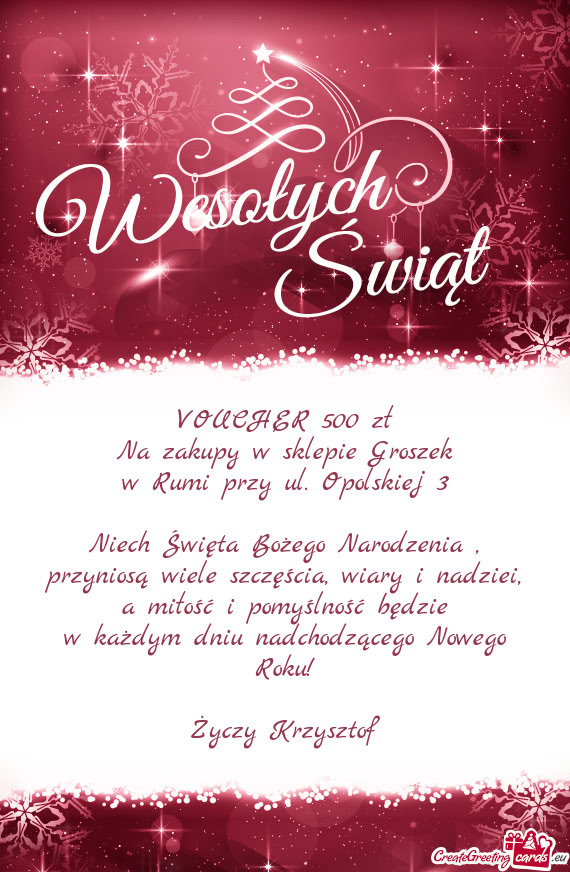 Opolskiej 3 Niech Święta Bożego Narodzenia