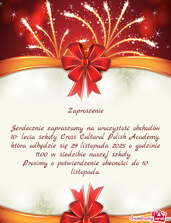 Óra odbędzie się 29 listopada 2025 o godzinie 11:00 w siedzibie naszej szkoły