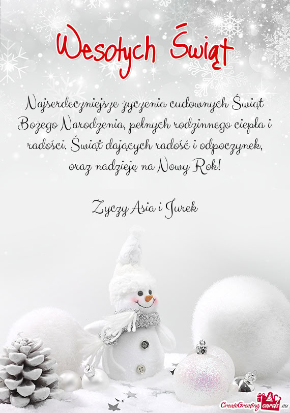 Oraz nadzieję na Nowy Rok! Asia i Jurek