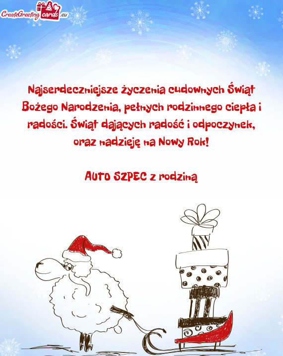 Oraz nadzieję na Nowy Rok! AUTO SZPEC z rodziną