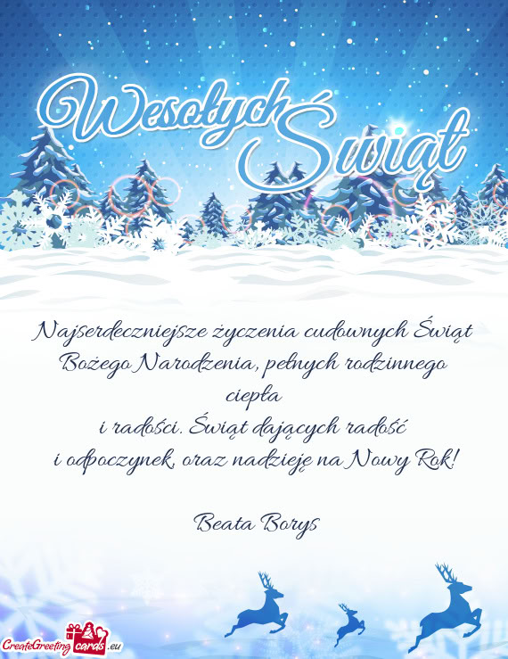 Oraz nadzieję na Nowy Rok!  Beata Borys