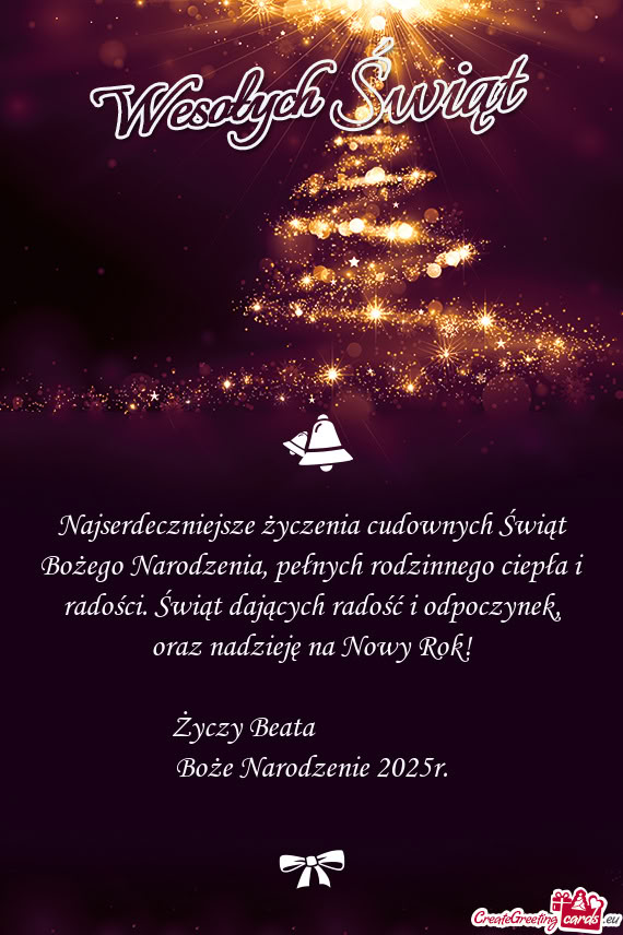 Oraz nadzieję na Nowy Rok!   Beata        Boże Narodzenie 2025
