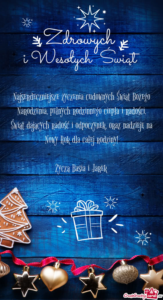 Oraz nadzieję na Nowy Rok dla całej rodziny! Życzą Basia i Jarek