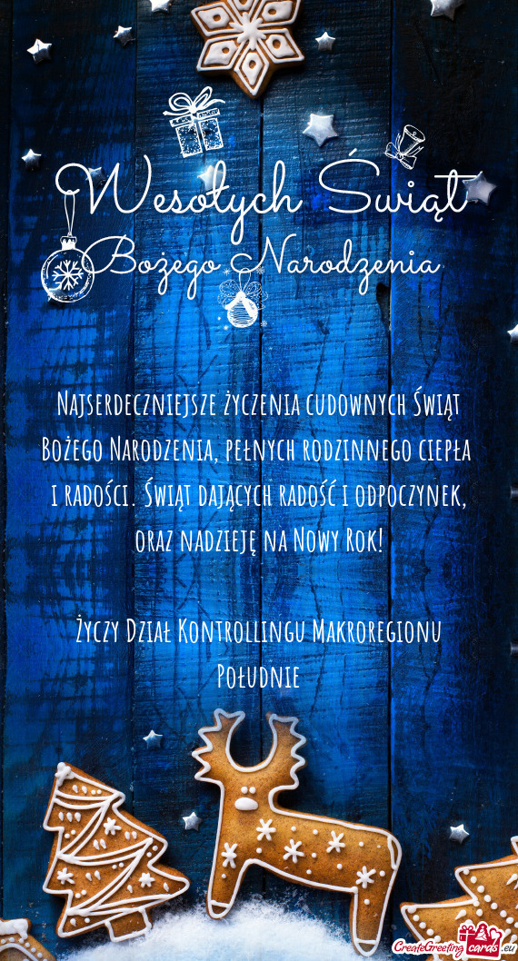 Oraz nadzieję na Nowy Rok! Dział Kontrollingu Makroregionu Południe