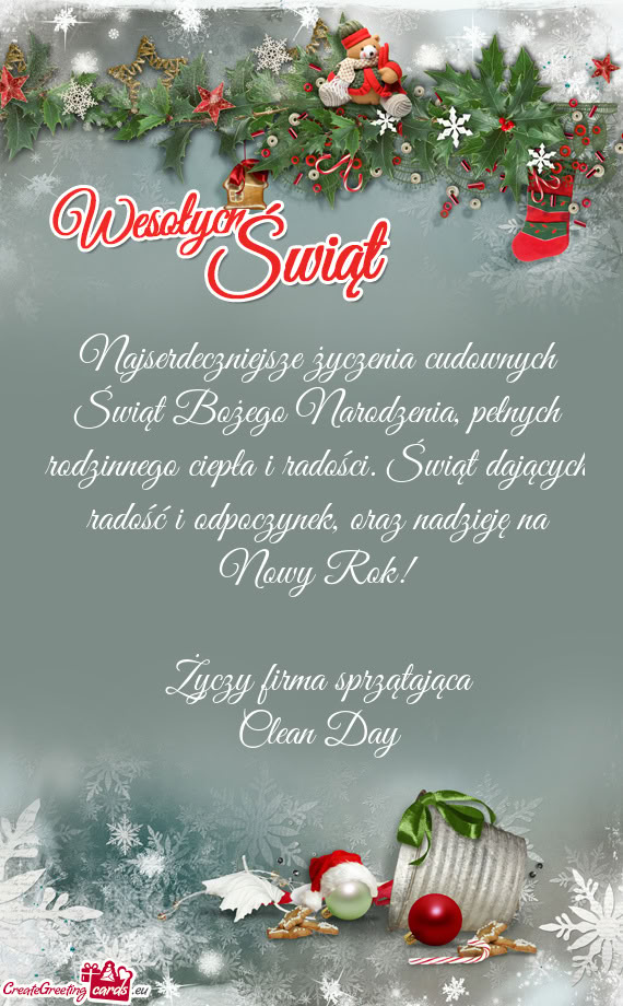 Oraz nadzieję na Nowy Rok! firma sprzątająca Clean Day
