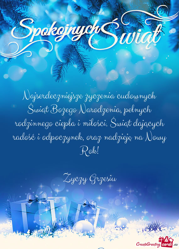 Oraz nadzieję na Nowy Rok! Grzesiu