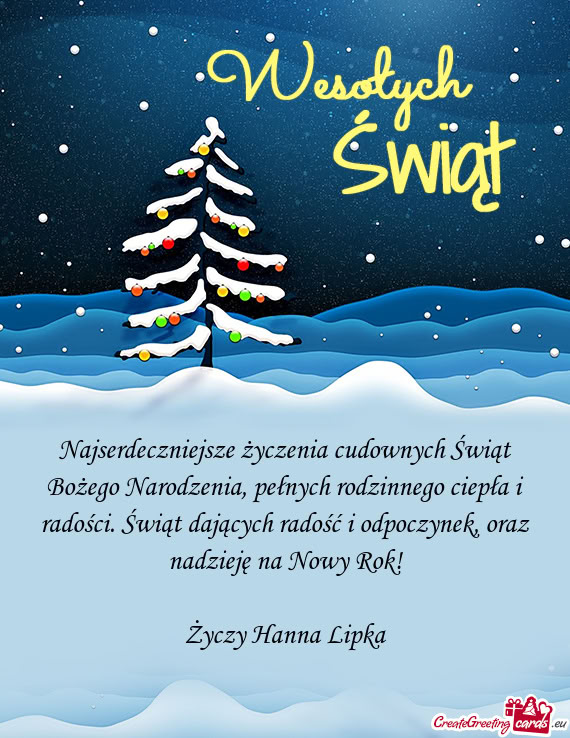 Oraz nadzieję na Nowy Rok! Hanna Lipka