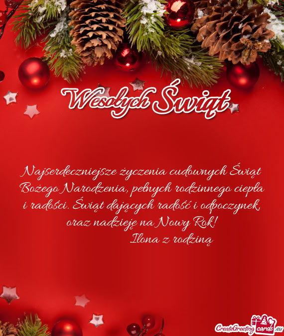 Oraz nadzieję na Nowy Rok!     Ilona z rodziną