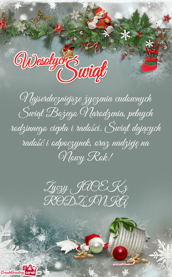 Oraz nadzieję na Nowy Rok! JACEK z RODZINKĄ