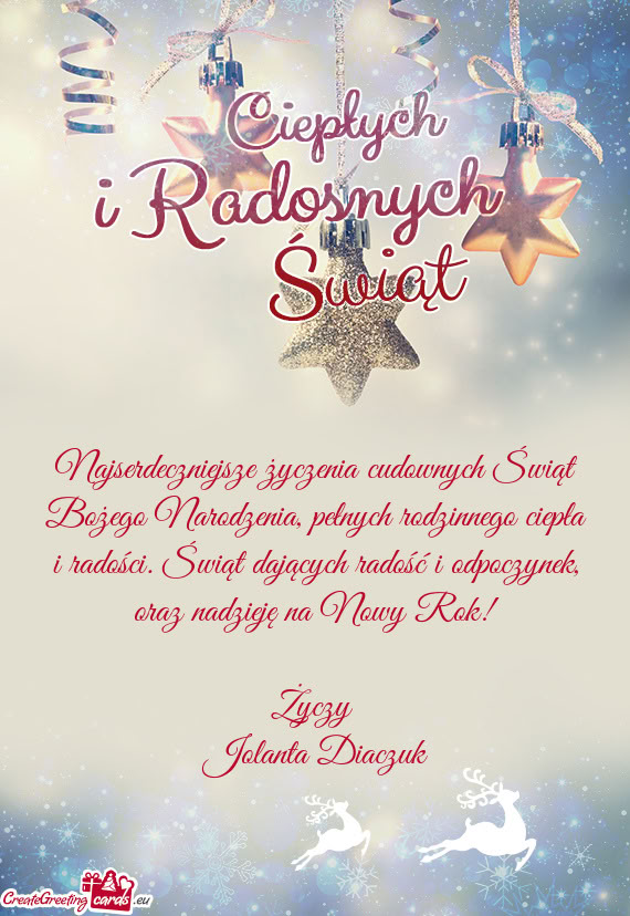 Oraz nadzieję na Nowy Rok!  Jolanta Diaczuk