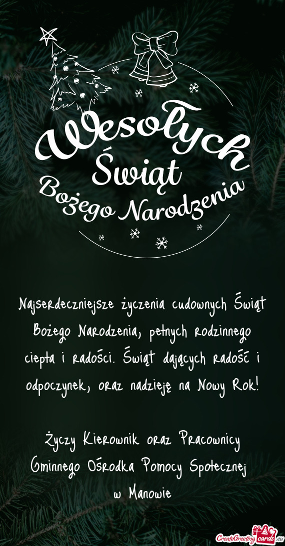 Oraz nadzieję na Nowy Rok! Kierownik oraz Pracownicy Gminnego Ośrodka Pomocy Społeczne