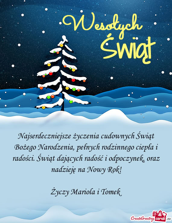 Oraz nadzieję na Nowy Rok! Mariola i Tomek