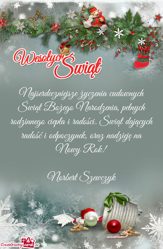 Oraz nadzieję na Nowy Rok! Norbert Szewczyk