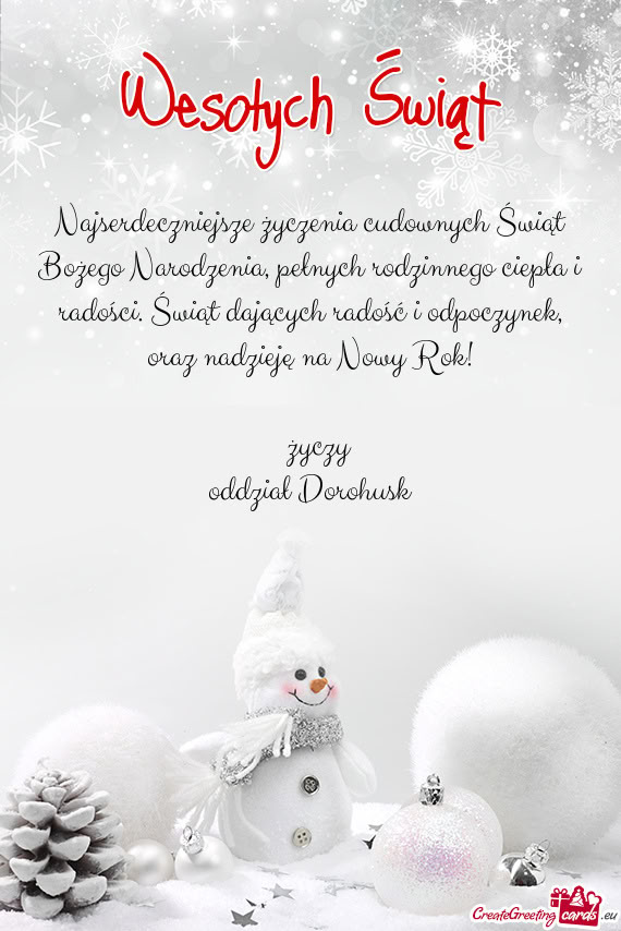 Oraz nadzieję na Nowy Rok!   oddział Dorohusk