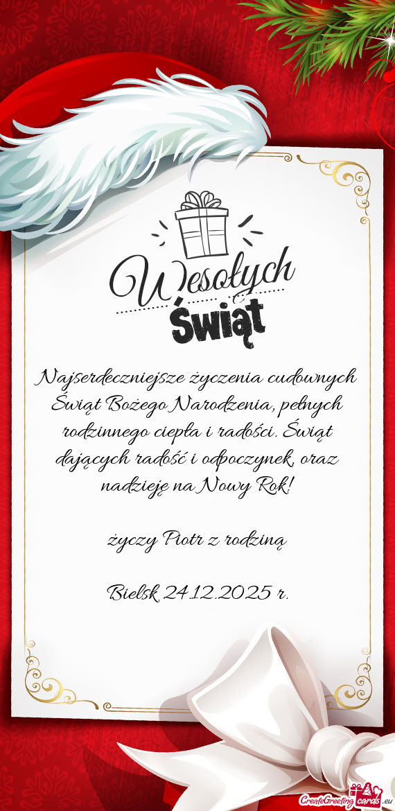 Oraz nadzieję na Nowy Rok! Piotr z rodziną  Bielsk 24